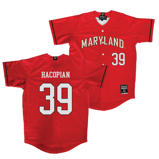Maryland Baseball Red Jersey - Eddie Hacopian | #39