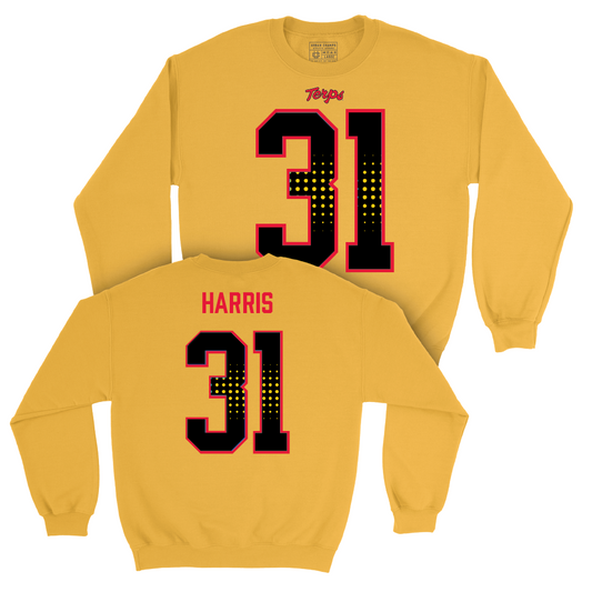 Gold Maryland Football Shirsey Crew - Michael Harris | #31