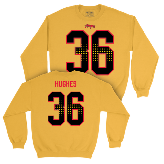 Gold Maryland Football Shirsey Crew - Alec Hughes | #36