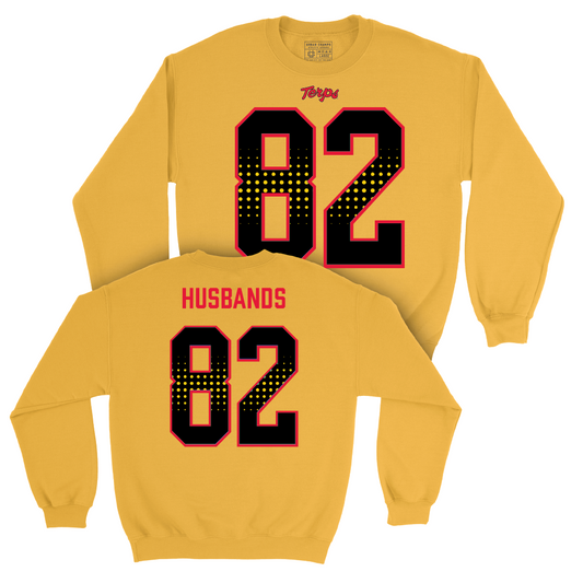 Gold Maryland Football Shirsey Crew - Leron Husbands | #82