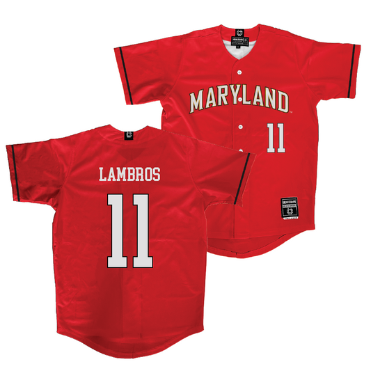 Maryland Baseball Red Jersey - Elijah Lambros | #11