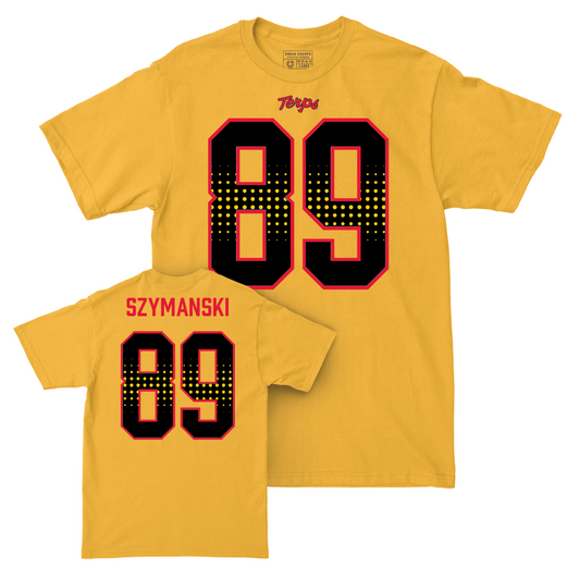 Gold Maryland Football Shirsey Tee - AJ Szymanski | #89
