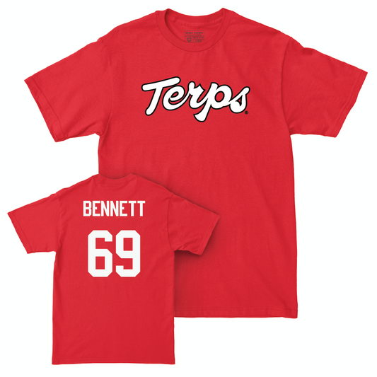 Red Football Script Tee  - Logan Bennett