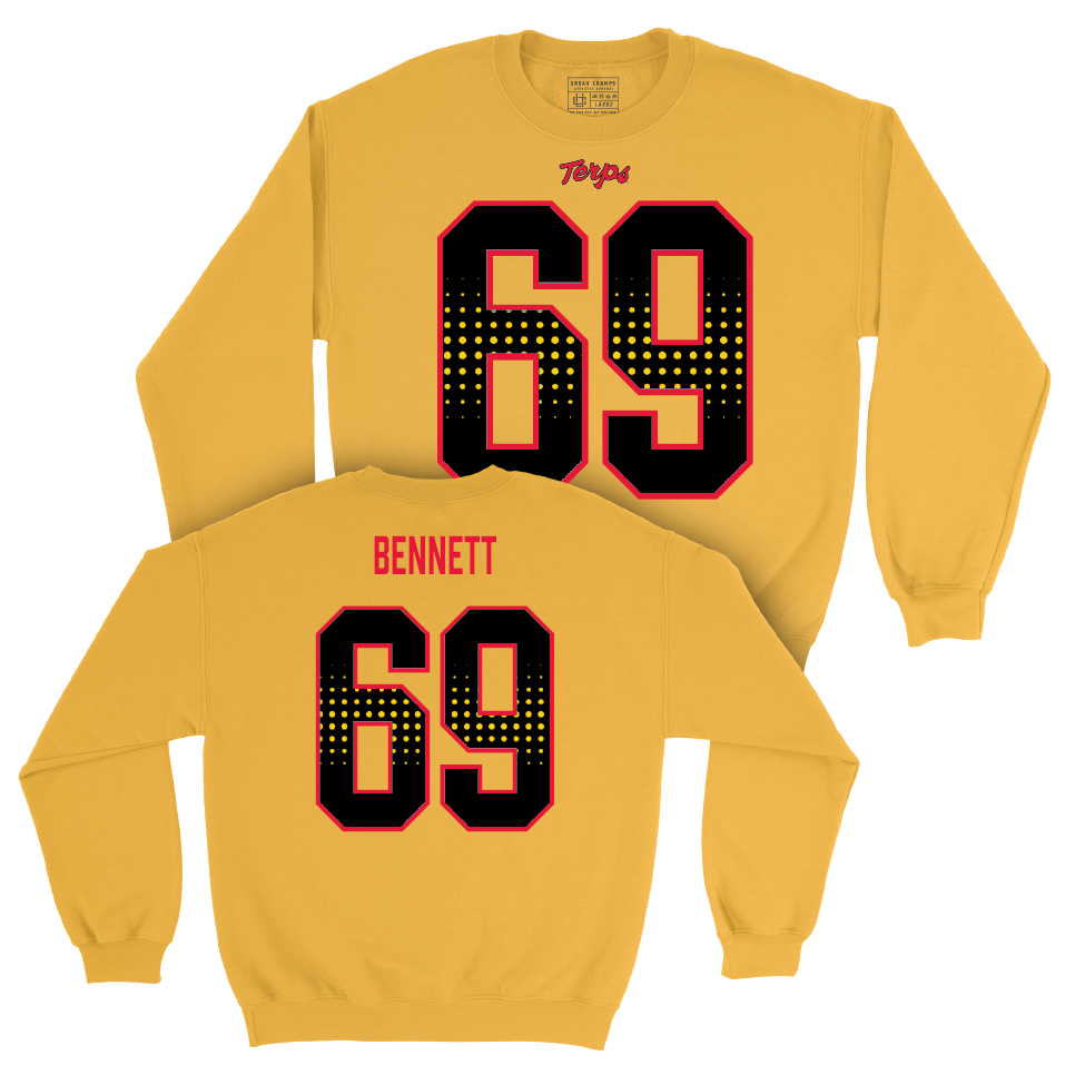 Gold Maryland Football Shirsey Crew  - Logan Bennett