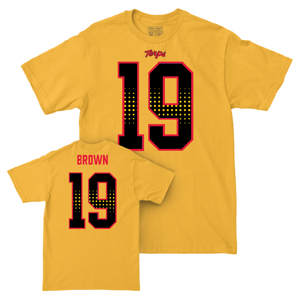 Gold Maryland Football Shirsey Tee  - Donnell Brown