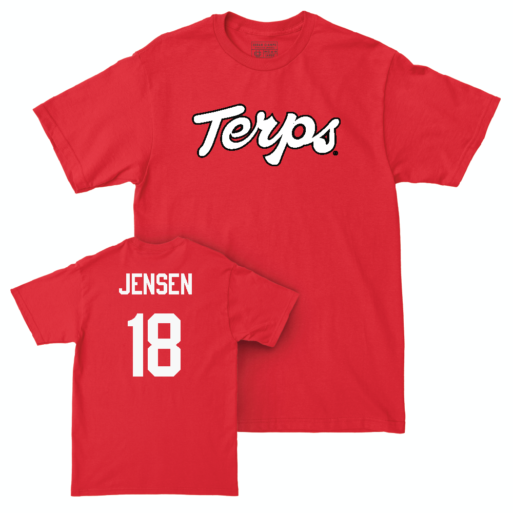 Red Football Script Tee  - Roman Jensen