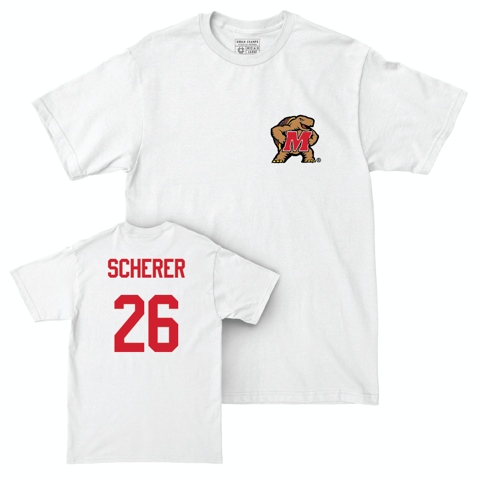 Women's Volleyball White Testudo Comfort Colors Tee  - Katie Scherer