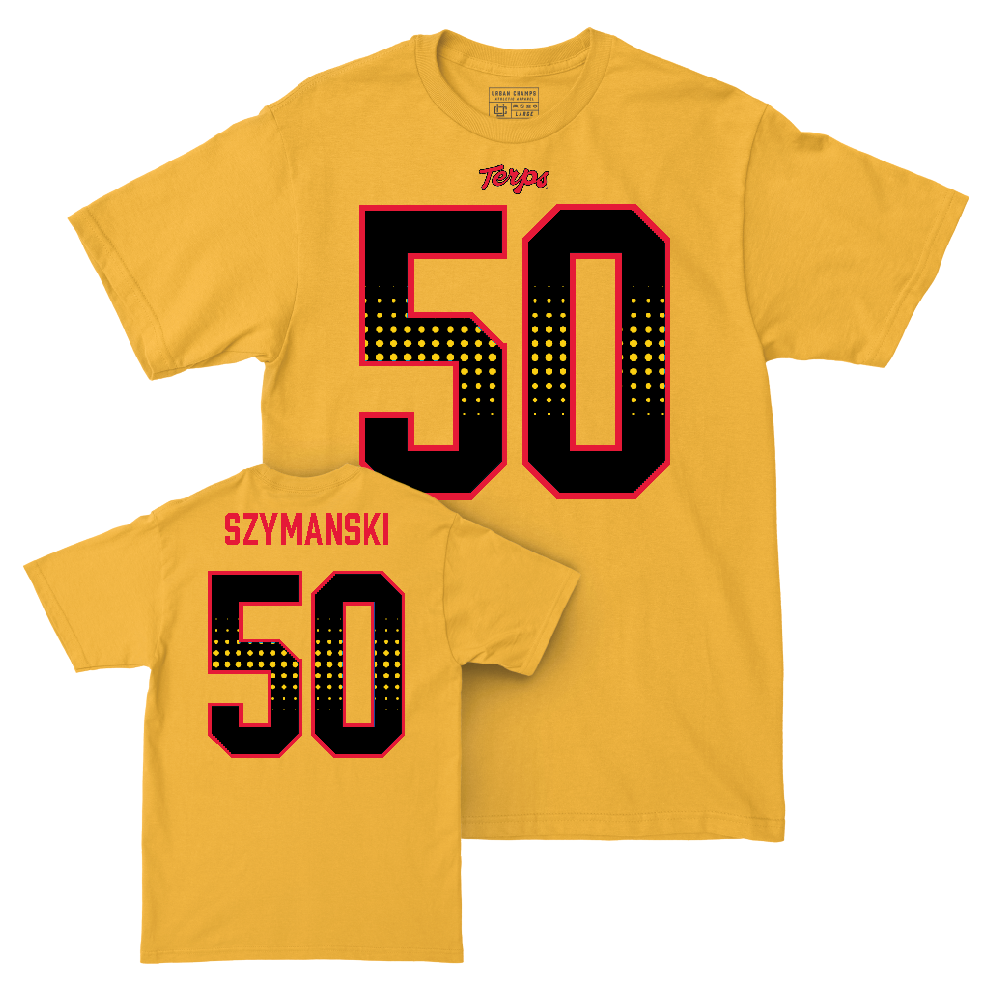 Gold Maryland Football Shirsey Tee  - Trevor Szymanski