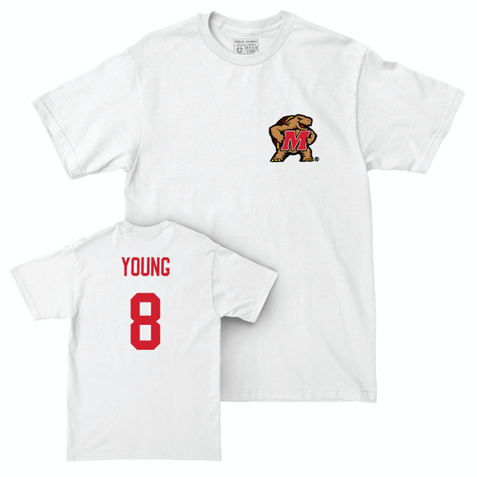 White Men's Basketball Testudo Comfort Colors Tee - Jayhlon Young